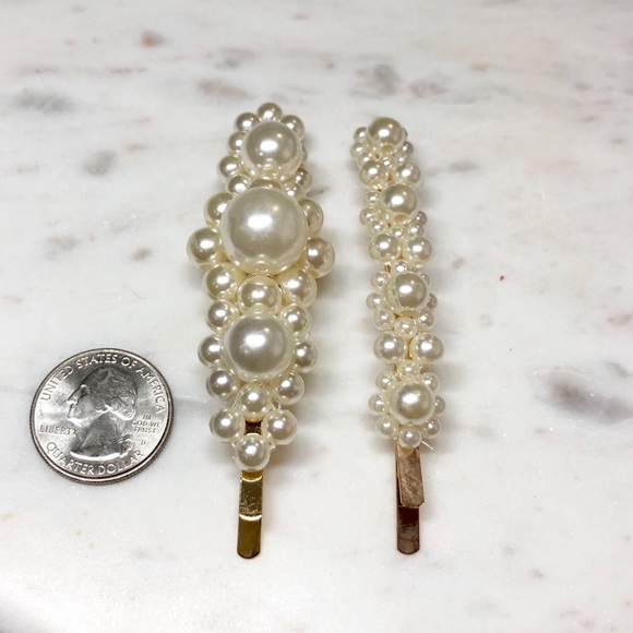 Pearl Gold Hair Pins 2 Pieces - Picture 4 of 4
